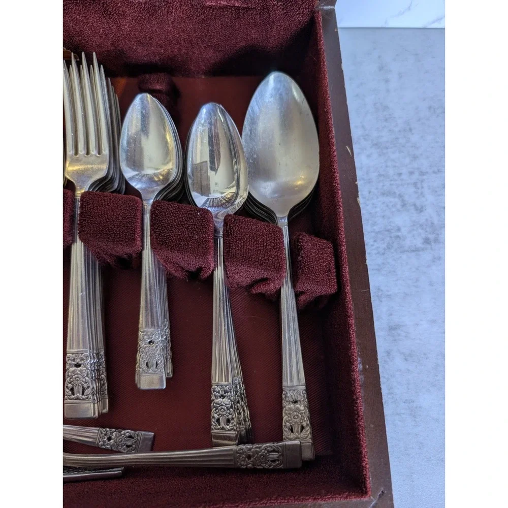 Vintage 1936 Coronation Silverware Set by Community Plate - Original Box 110 PCS